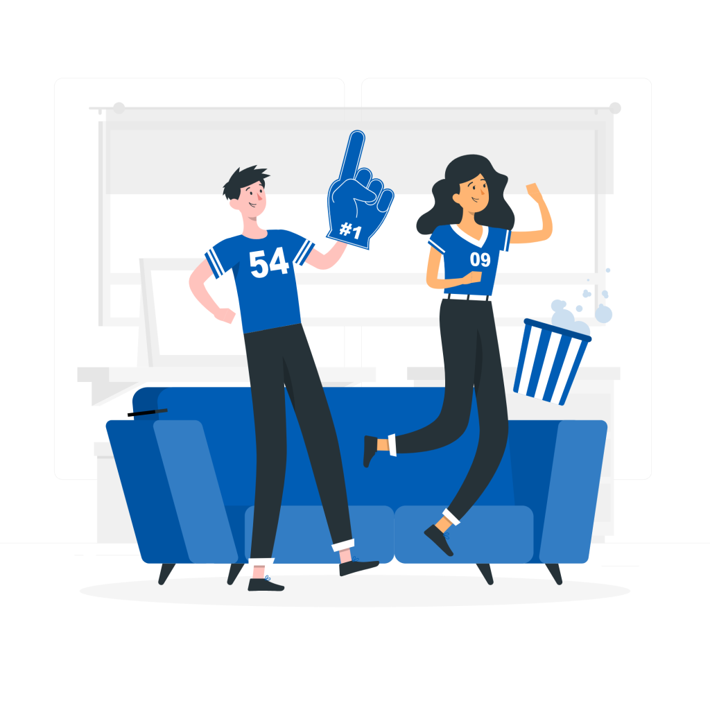 Sports fans celebrating after AI-driven prediction success